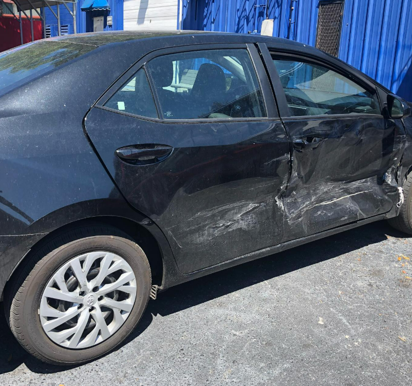 Toyota Corolla doors damaged before repair