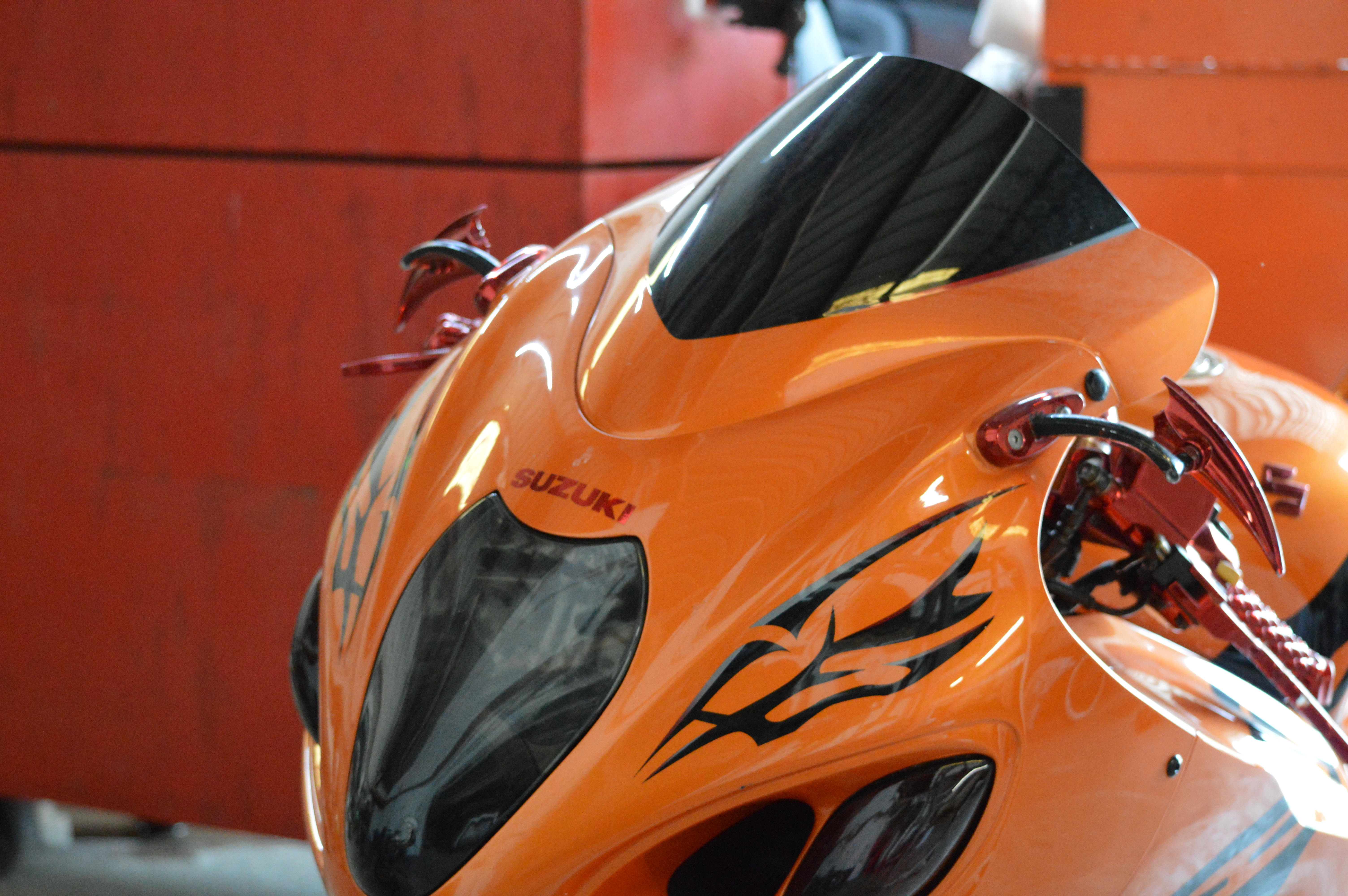 Custom bike trim in paint booth - Dock's Auto Clinic